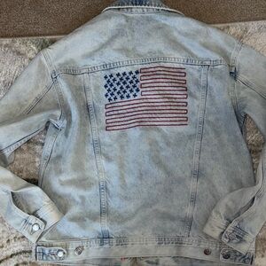Old Navy Light Blue Denim American Flag Jacket